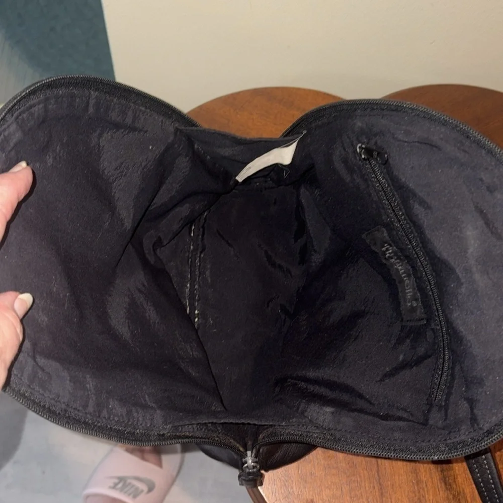 Tignanello backpack  mini backpack leather  black  2 exterior zipper pockets EUC